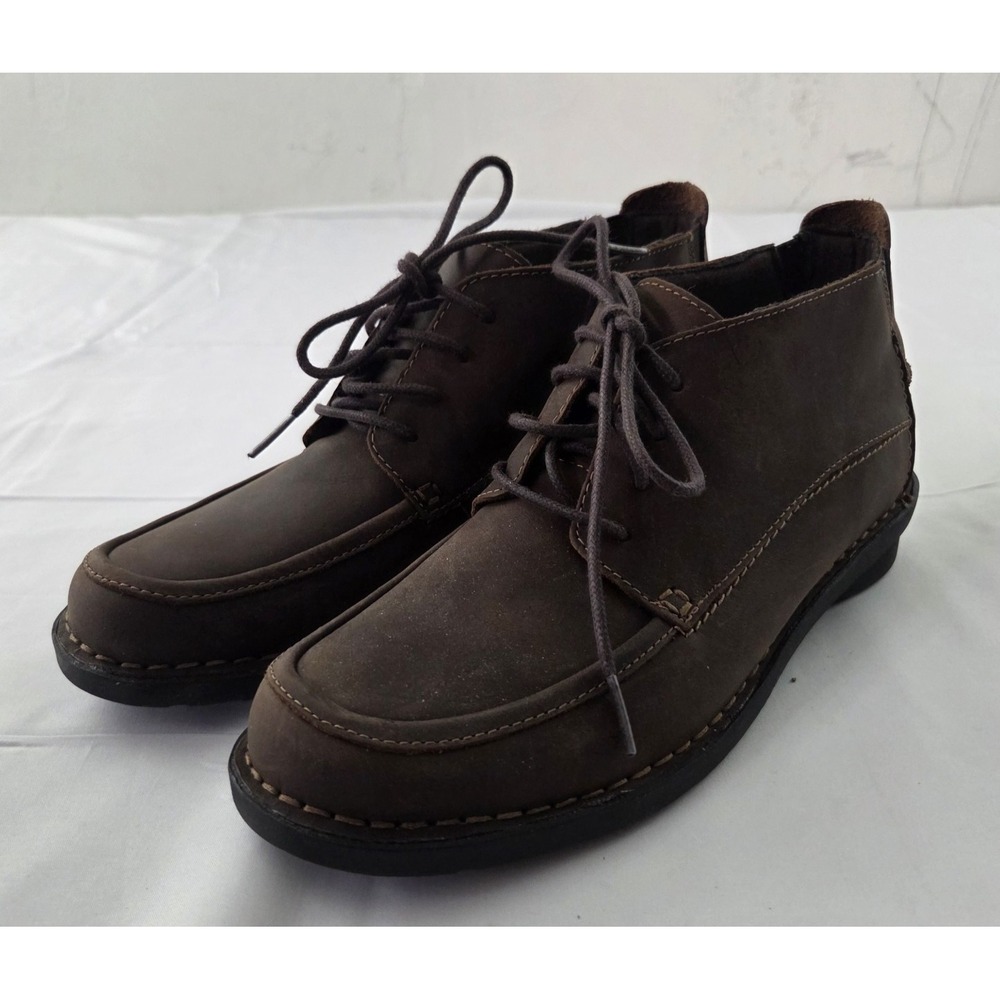 Clarks Chukka Boots Womens 9.5 Brown Leather Moc Toe Grandpacore Dark Academia